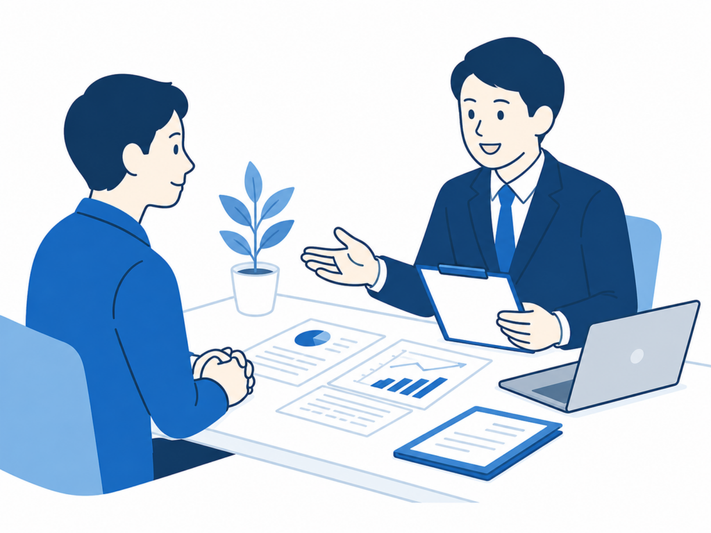 決算申告について税理士へ無料相談するイラスト